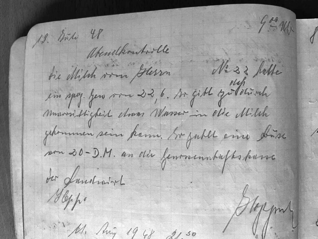 Kontrollbuch der Milchgenossenschaft Dittigheim